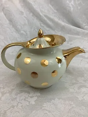 Vintage Hall Gold Polka Dot Teapot Windshield 0698GL Complete Lid Made In USA • $19.95