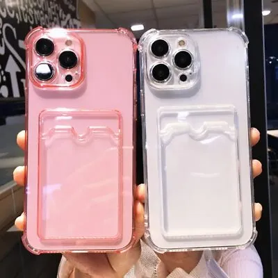$5.47 • Buy For IPhone 15 Pro Max 14 13 11 12 XS XR 8 Clear Card Slot Holder Case Shockproof