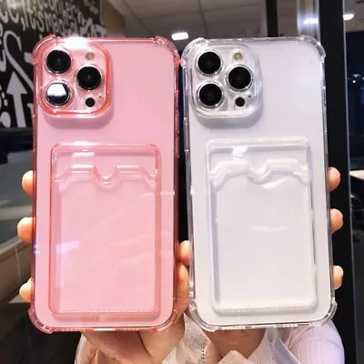 $5.47 • Buy For IPhone 15 Pro Max 14 13 11 12 XS XR 8 Clear Card Slot Holder Case Shockproof