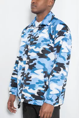 Men's Water Resistant Camo Polar Fleece Lined Windbreaker Rain Coaches Jacket • $25