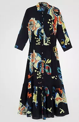 Desigual Long Print Black Midi Shirt Dress Size M • $250