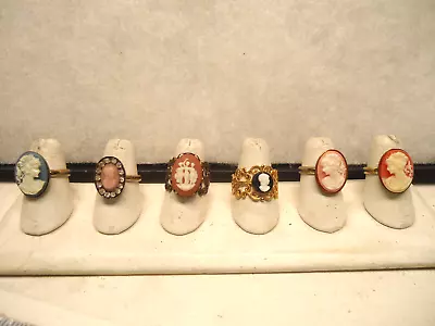 Vtg Mix Color Style Cameo Ring Lot - C In Shield • $8