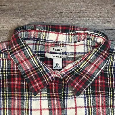 L.L. Bean Relaxed Fit Mens Flannel Button Up Size XL Red Long Sleeve Plaid • $22.50