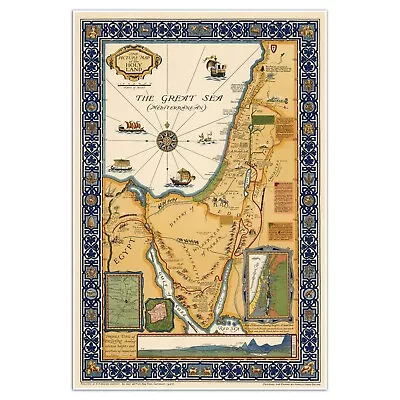 Biblical Map Of The Holy Land Showing Places Named In The New Testament C. 1928 • $12.97