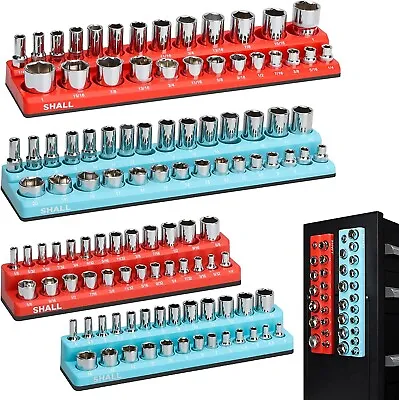 SHALL Magnetic Socket Organizer Set 1/4'' 3/8'' 1/2'' Socket Holder Kit • $43.12