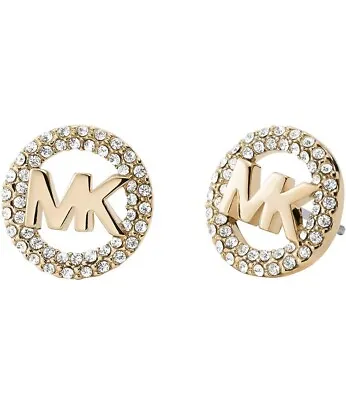NWT Michael Kors Gold-Tone Logo Pave Stud Earrings MKJX7322710 • $70