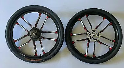26   Front & Rear 10 Spoke Wheelset Magnesium Wheel Set Hubs Rims Tire Disc • $149
