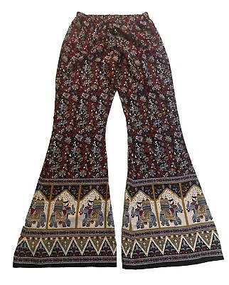 Band Of Gypsies Pants Boho Floral  Elephant Wide Leg Size Small Elastic Waist • $19.20