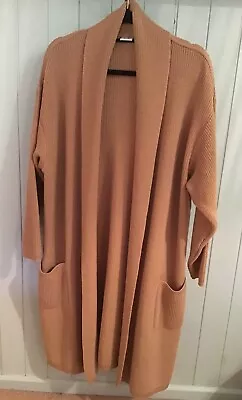 Lovely Condition Long Oversized Camel Wool Mix Cardigan. Size 16 • £24.99