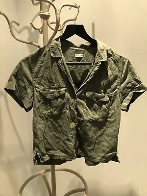 £12 • Buy Hollister S Plain Khaki Green Crop Shirt Safari