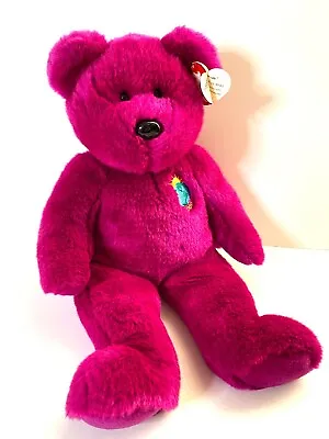 Large TY Millenium Bear Beanie Buddy 2000 Retired Collectable 14  With Tag Pink • £4.99