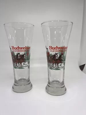 Set Of 2 Vintage 1991 Budweiser Clydesdales Holiday Beer Pilsner Glasses • $15.99