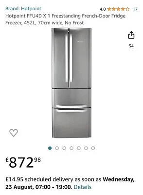 £100 • Buy Hotpoint FFU4DX1 399L Freestanding Fridge-Freezer