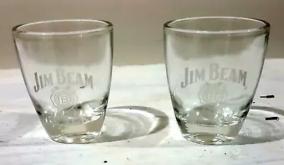 Three EC Jim Beam Black Etched Clear Shot Glasses - 50 Ml • $17