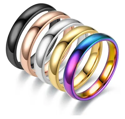 4MM Silver Gold Plated Stainless Steel Men Women Wedding Ring Band Size 3-13 • $4.95