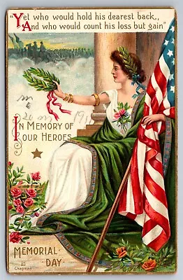 Liberty Lady With Flag Laurel Memorial Day Heroes Chapman C1906 Postcard J15 • $14.50