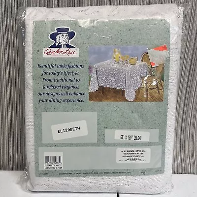 QUAKER LACE ELIZABETH White 60x120 Oblong TABLECLOTH & 12 NAPKINS SET New In PKG • $25