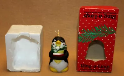 Vintage PENQUIN Ring-a-Lings 1988 Collector Bell Christmas Ornament Mailable Box • $5.50