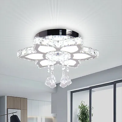 Modern Crystal Chandelier LED Flower Ceiling Light Fixture For Bedroom Hallway • $53.98