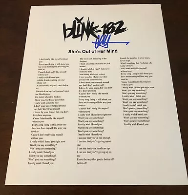 Matthew Matt Skiba Blink 182 She's Out Of Her Mind Signed Lyric Sheet COA E12 • $89.99