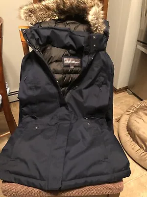 Eddie Bauer Premium Goose Down Parka Women's Sz S  Dark Blue Navy • $64.99