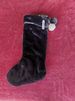 Victoria's Secret Christmas Stocking Pom Pom Black Velvet Plush New With Tags!! • $3.99