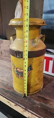 VINTAGE YELLOW BUHL MILK CAN DETROIT 20.5  Tall Sealed Excellent Condition  • $19.40