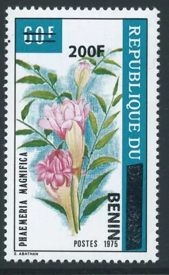 BENIN 2008 Mich 1496 Mich 645 Opt 200f On 60f Flower Unmounted Mint Cat100 Euros • $37.34