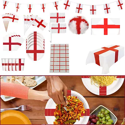 England St George's Day Decorations Party Bunting Cupcake Food Toppers Plates • £4.09