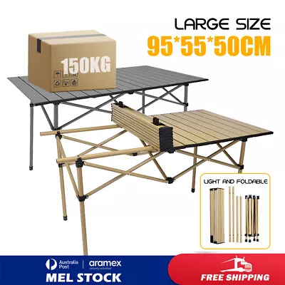 70/95CM Folding Camping Table Roll Up Aluminum Portable Outdoor Picnic BBQ Desk • $39.99