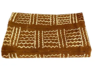 #4884 Superb Brown  & White  African Bogolan Mud Cloth Textile 37   By 60   • $92