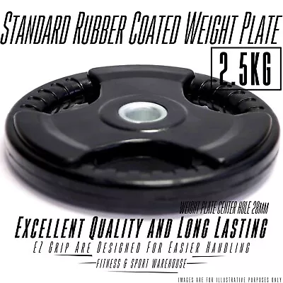 $37.50 • Buy 2x2.5KG Standard 28mm Rubber Coat Solid Weight Plate Gym Strength Weightlifting