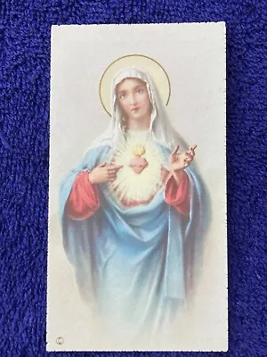 $1.75 • Buy Vintage Catholic Holy Prayer/ Funeral Remembrance Card Of The Immaculate Heart