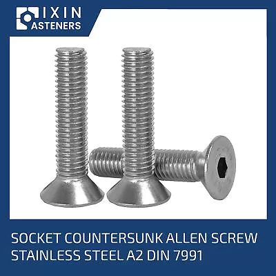 £0.99 • Buy M3 M4 M5 M6 Countersunk Bolts Allen Key Socket Screws Stainless Steel Din 7991
