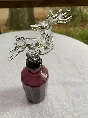 Art Glass Reindeer Elk Clear Wine Bottle Stopper New With Open Box • $17.86