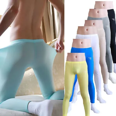 US Mens Ultra-Thin Leggings Sexy Slim Fitness Long Pants Gym Yoga Sports Running • $9.95