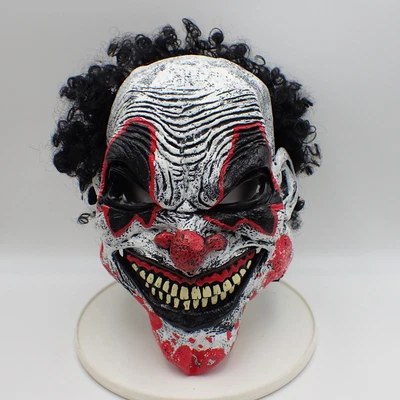 $17.91 • Buy Crazy Creepy Evil Clown Joker Black Hair Halloween Mask Klown