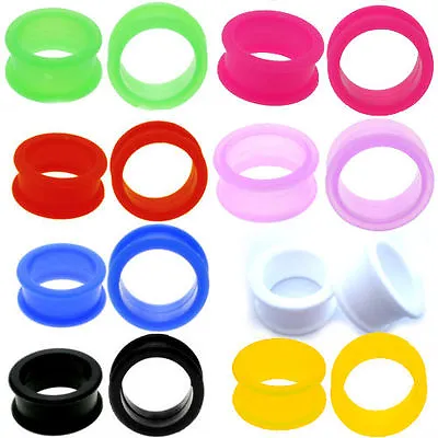 $5.99 • Buy PAIR-LARGE FLARE SOFT Silicone Ear Skins-Ear Gauges-Soft Ear Plugs-Ear Tunnels