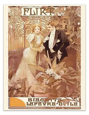 Flirt 1898  By ALPHONSE MUCHA Vintage French Poster -Unframed- Premium Art Print • $21.99