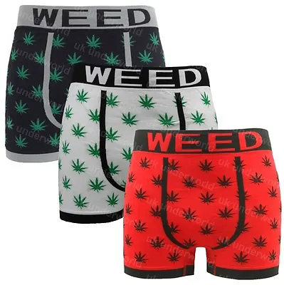 3 Pairs Mens Boxer Shorts Seamless Trunks Briefs Adults Underwear Weed Designer • £7.45