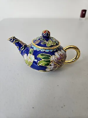 Vintage Cloisonne Enamel Asian Floral Miniature Teapot • $11