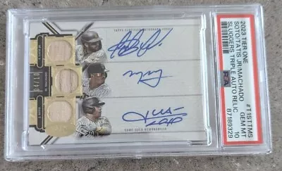 2023 Topps Tier One Tatis Jr Machado Soto Triple Auto Relic /10 PSA 10 • $600