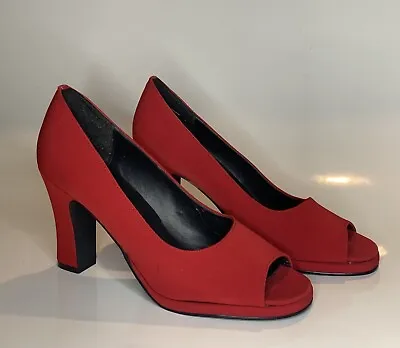 $16.99 • Buy Amanda Smith Red MATTE Open Toe Pump Heels Sexy Shoes Size 7.5 👠✨