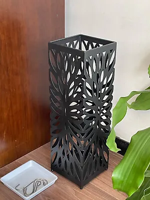 Quality Metal Cutout Design Umbrella Holder Stand Rack Floor Vase 50x15x15cm BLK • $53.95