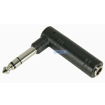 6.35mm STEREO Jack Male Plug To Female Socket Right Angle Adapter 90 Degrees • £4.85