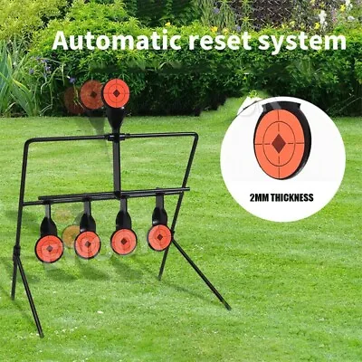 Steel Shooting Spinning Targets W/ 5x Auto Reset Stand Reactive Set Metal Rifle • $23.99