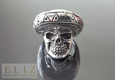 Mexican Sombrero Skull 925 Sterling Silver Goth Punk Rock Biker Ring 25.5 Grams • $94.99