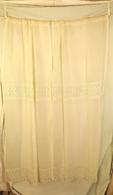 Vintage 70's Sheer White W/Crochet Lace Curtins • $12