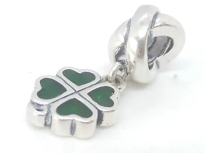 Pandora Sterling Silver Four-Leaf Clover Lucky St. Patricks Day Charm 790572EN25 • £49