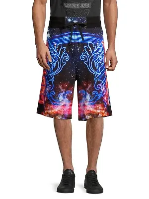 Versace Jeans Couture Men's Galaxy Print Cotton Bermuda Shorts In Multi Size L • $189.99